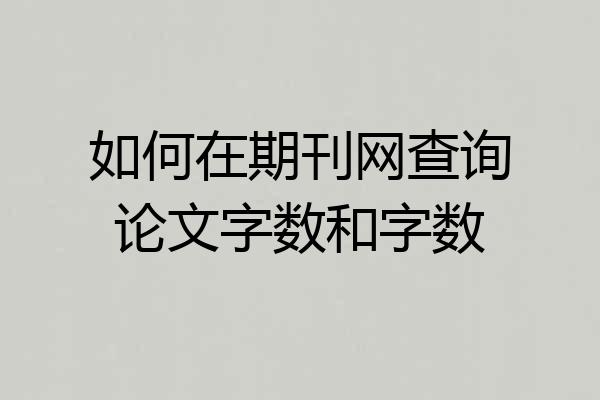 如何在期刊网查询论文字数和字数