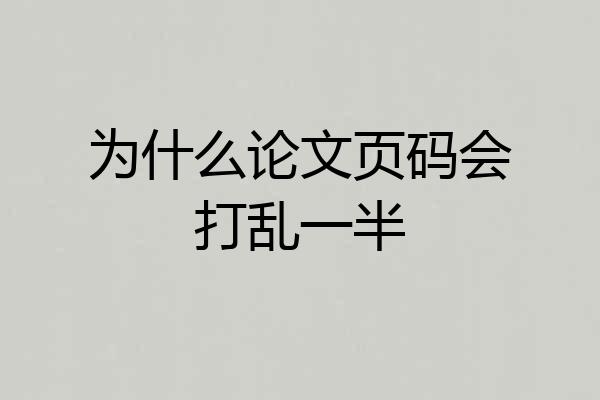 为什么论文页码会打乱一半
