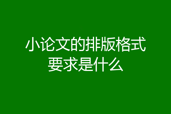 小论文的排版格式要求是什么