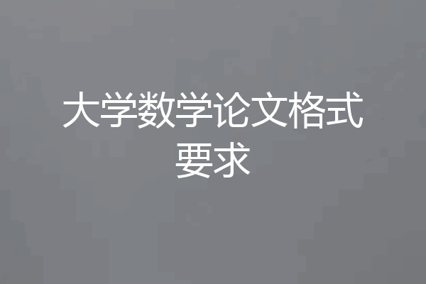 大学数学论文格式要求