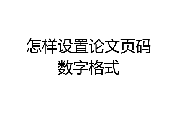 怎样设置论文页码数字格式