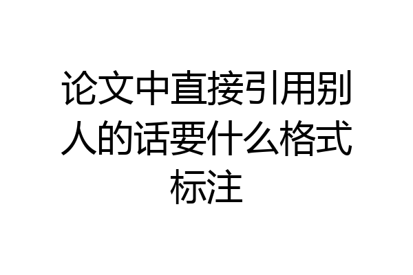 论文中直接引用别人的话要什么格式标注