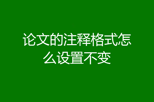 论文的注释格式怎么设置不变