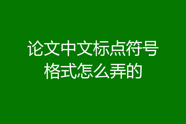 论文中文标点符号格式怎么弄的