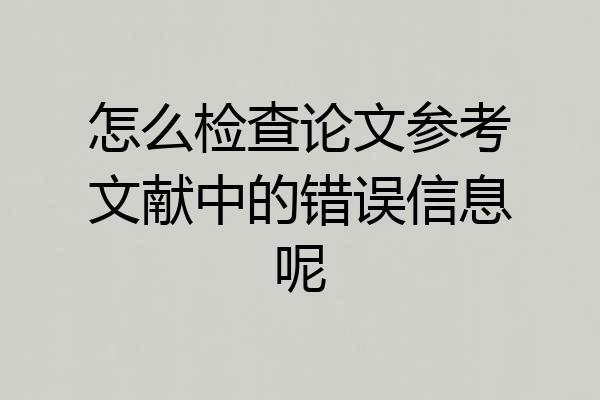 怎么检查论文参考文献中的错误信息呢