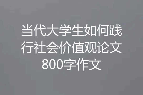 当代大学生如何践行社会价值观论文800字作文