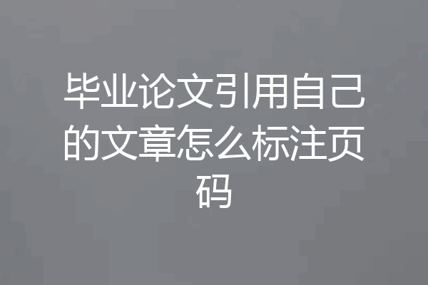 毕业论文引用自己的文章怎么标注页码