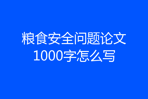 粮食安全问题论文1000字怎么写