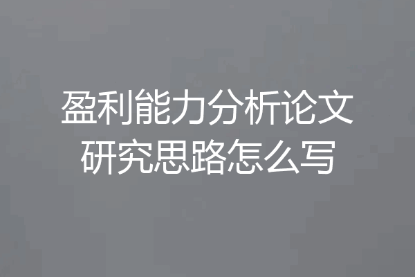盈利能力分析论文研究思路怎么写