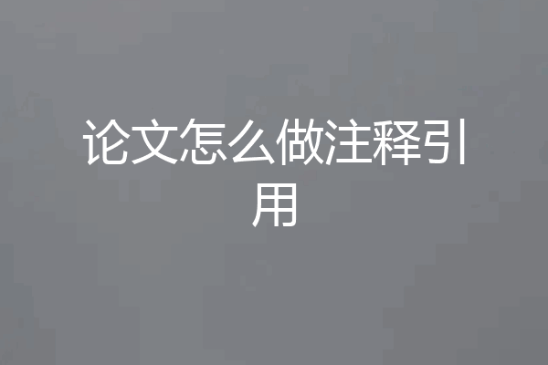 论文怎么做注释引用