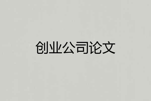 创业公司论文