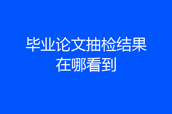 毕业论文抽检结果在哪看到