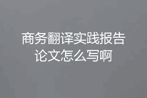 商务翻译实践报告论文怎么写啊