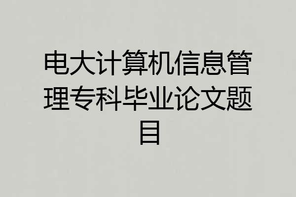 电大计算机信息管理专科毕业论文题目