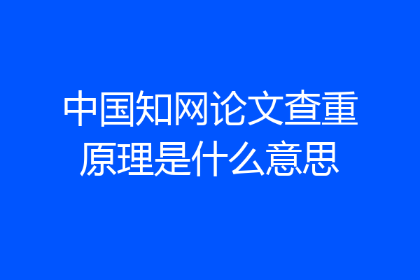 中国知网论文查重原理是什么意思