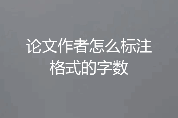 论文作者怎么标注格式的字数
