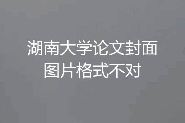 湖南大学论文封面图片格式不对