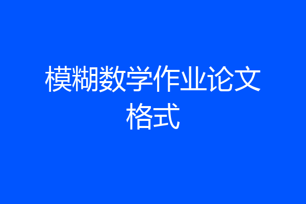 模糊数学作业论文格式
