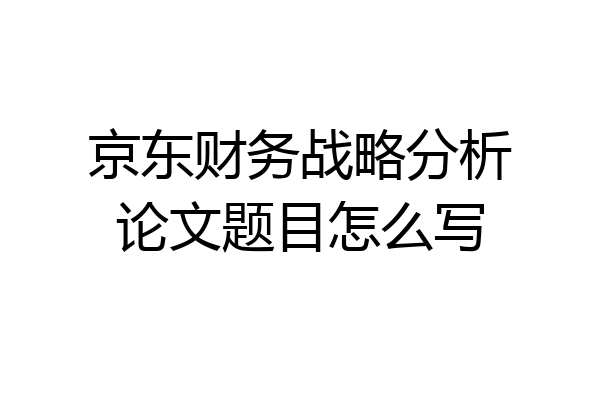 京东财务战略分析论文题目怎么写