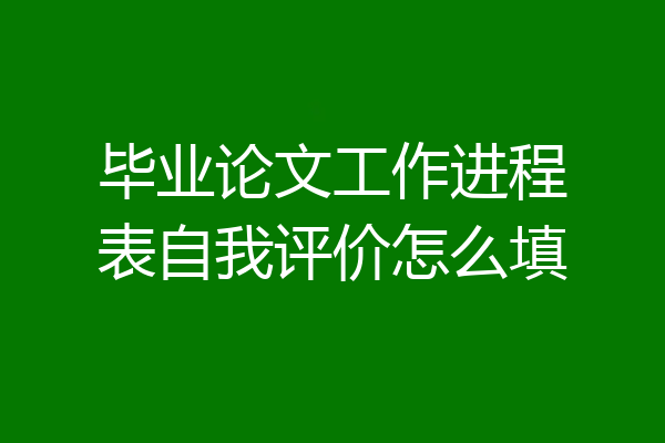 毕业论文工作进程表自我评价怎么填