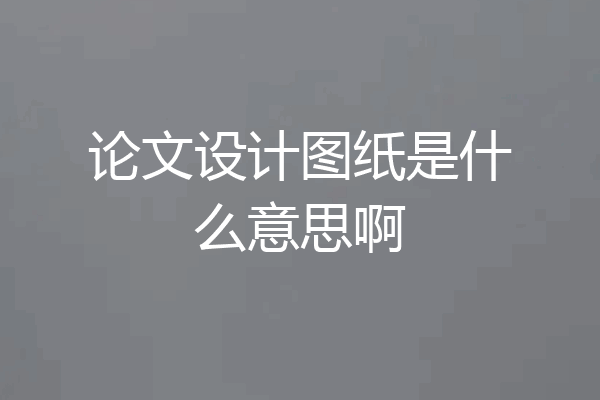 论文设计图纸是什么意思啊