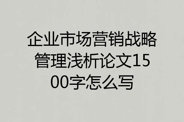 企业市场营销战略管理浅析论文1500字怎么写