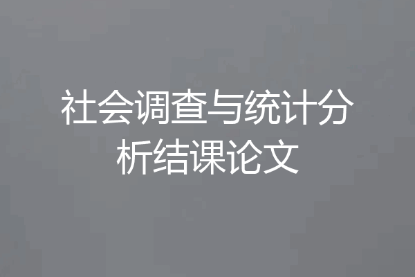社会调查与统计分析结课论文