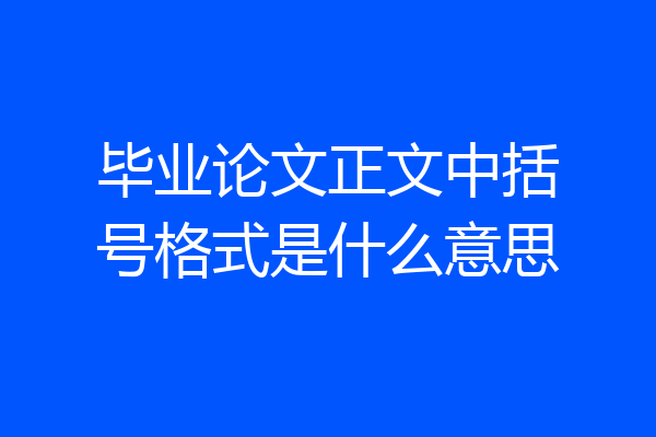 毕业论文正文中括号格式是什么意思