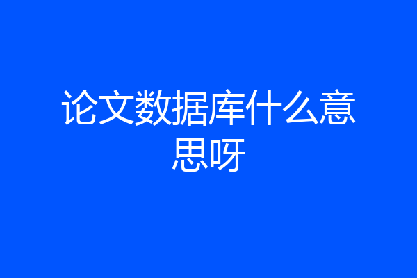 论文数据库什么意思呀