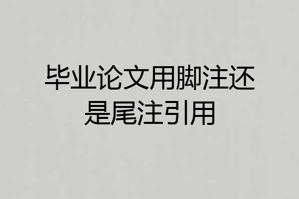 毕业论文用脚注还是尾注引用