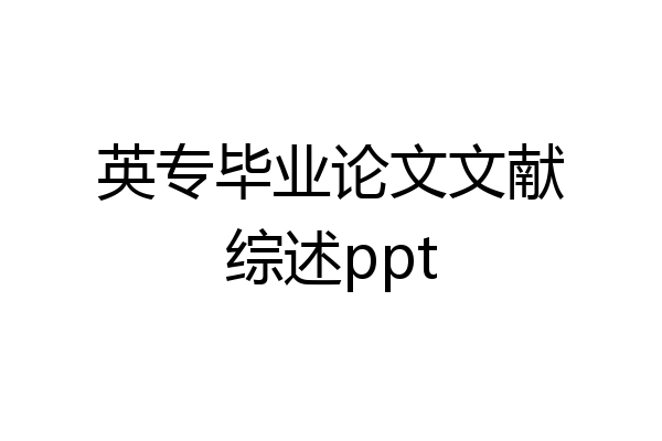 英专毕业论文文献综述ppt