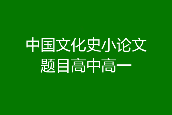 中国文化史小论文题目高中高一