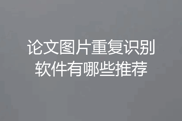 论文图片重复识别软件有哪些推荐