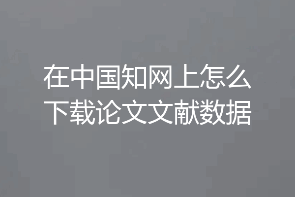 在中国知网上怎么下载论文文献数据
