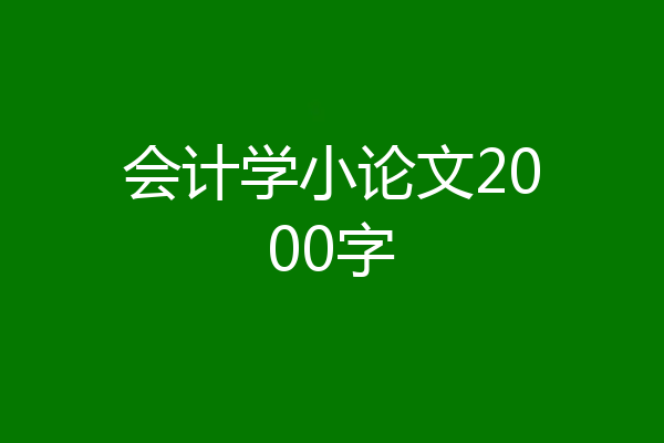 会计学小论文2000字