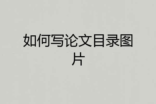 如何写论文目录图片