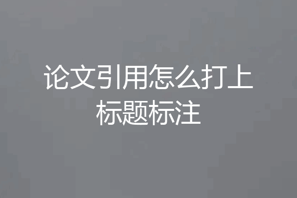 论文引用怎么打上标题标注