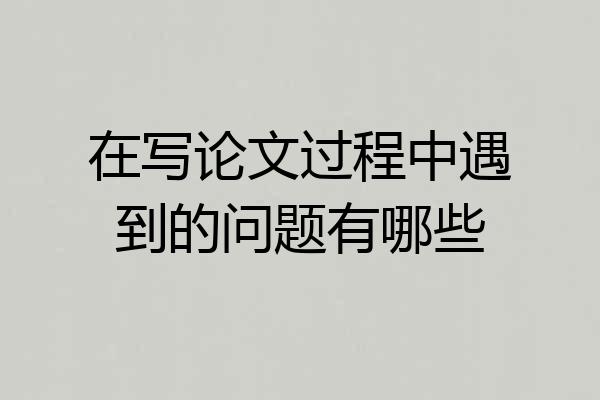 在写论文过程中遇到的问题有哪些