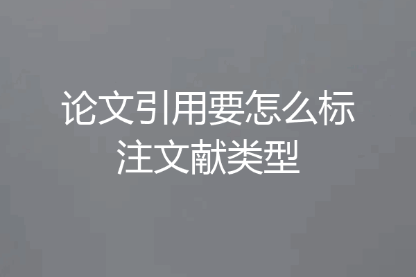 论文引用要怎么标注文献类型