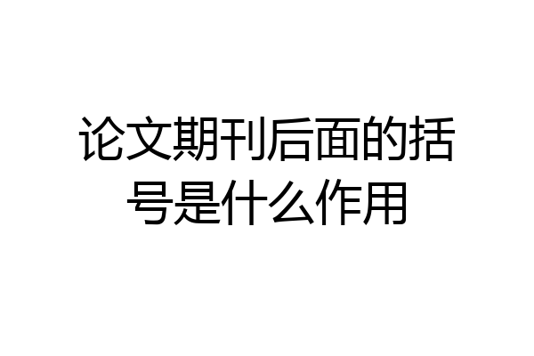 论文期刊后面的括号是什么作用
