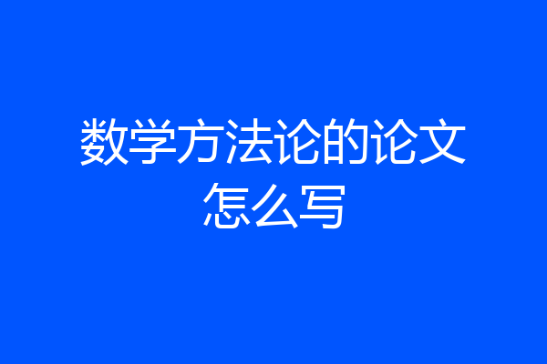 数学方法论的论文怎么写