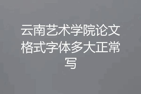 云南艺术学院论文格式字体多大正常写