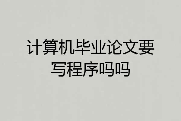 计算机毕业论文要写程序吗吗