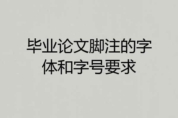 毕业论文脚注的字体和字号要求