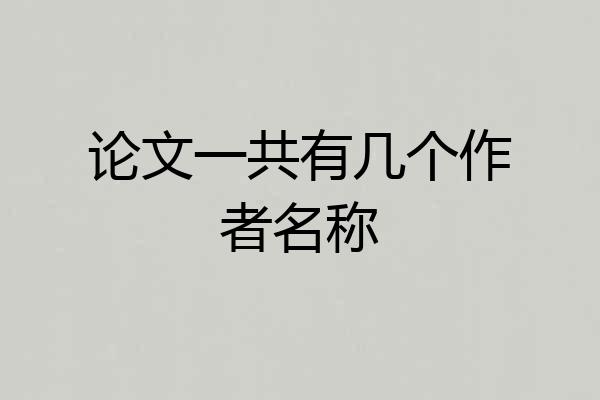 论文一共有几个作者名称