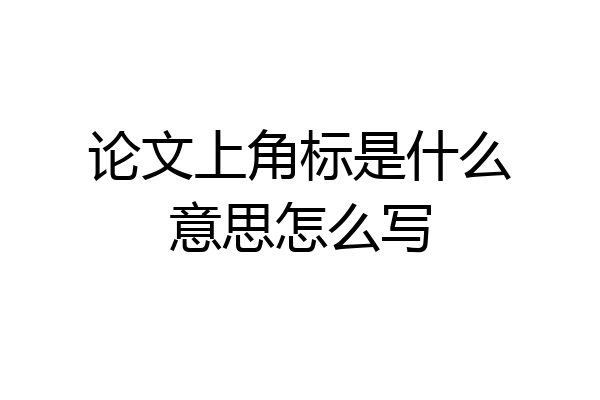 论文上角标是什么意思怎么写