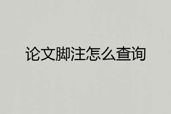 论文脚注怎么查询
