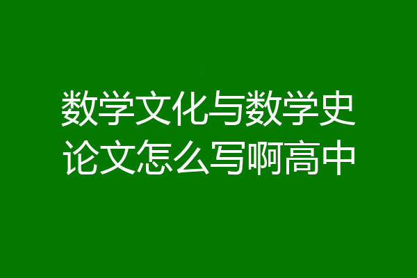 数学文化与数学史论文怎么写啊高中