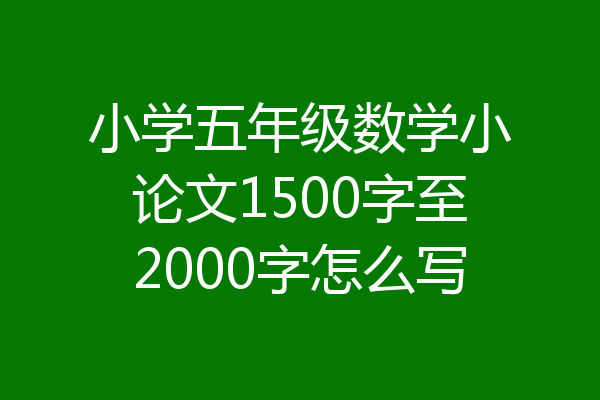 小学五年级数学小论文1500字至2000字怎么写