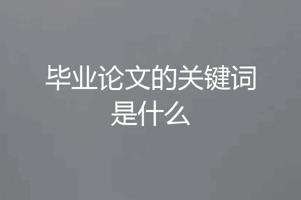 毕业论文的关键词是什么
